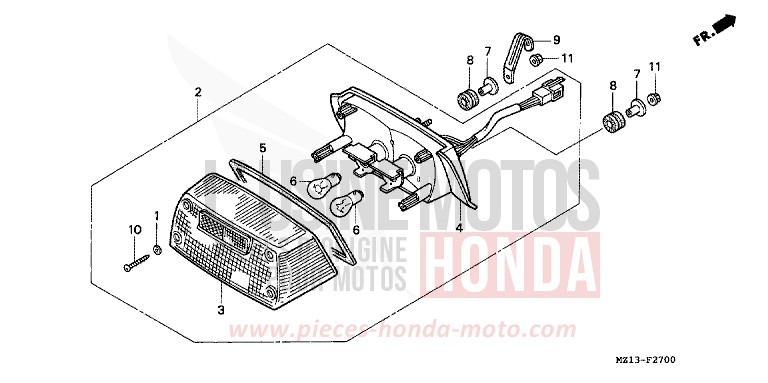 TAILLIGHT for CB1000F "Big One" BLACK (NH1E) from 1994